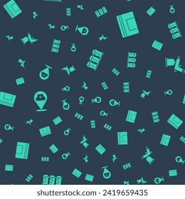 Set Paint spray can, Spiral notebook,  and gun on seamless pattern. Vector
