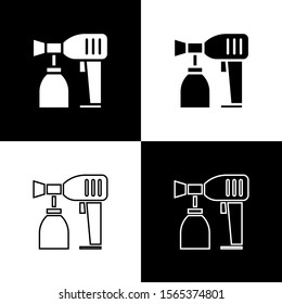 Set Paint spray gun icon isolated on black and white background.  Vector Illustration