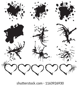 Set of paint stains. Paint splash. Hand painted spots. Isolated.