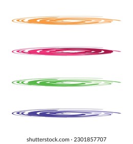 set of for paint stroke in colorful paths collection of multicolored four stroke paint brush	
