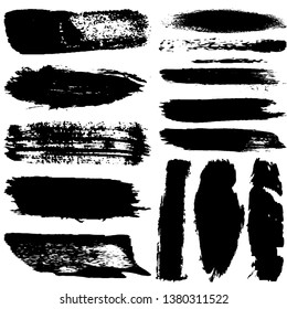 Set of paint strokes with a dry brush