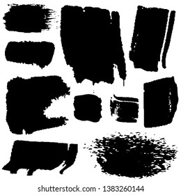 Set of paint strokes with a dry brush