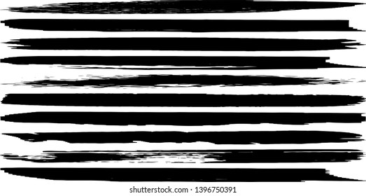 Set of paint strokes dry brush