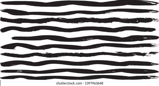Set of paint strokes with a dry brush