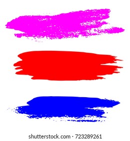 Set of Paint Strokes. Grunge Hand Painted Brush Strokes. Dirty Artistic Creative Design Elements Perfect For Logo, Banner.