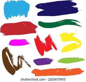 a set of paint strokes, hand drawing in vector on a white background