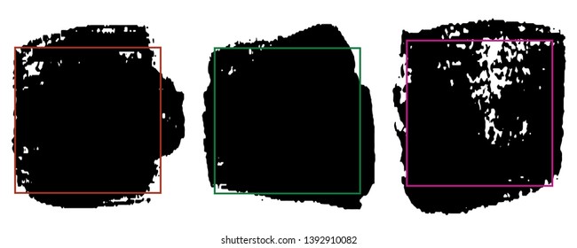 Set of paint strokes. Spot black with space for text. Abstract monochrome background