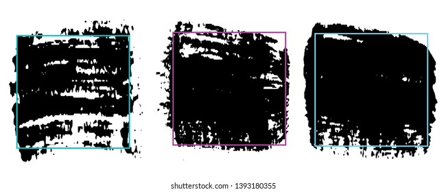 Set of paint strokes. Spot black with space for text. Abstract monochrome background