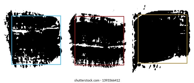 Set of paint strokes. Spot black with space for text. Abstract monochrome background