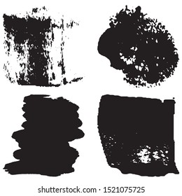 Set of paint strokes. Vector banners. Black spots on white background