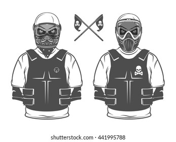 Set of paintball print and tattoo.
