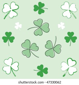Set of paintbrush and hand-drawn shamrocks for St-Patrick's day.