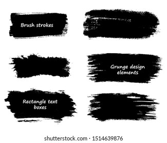 Set of paintbrush strokes. Grunge brush design elements. Lines High Detail Abstract Vector Background for Rectangle text boxes, Grungy painted banners. Ink splatters.