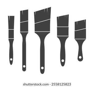 set paintbrush tool black flat design vector 