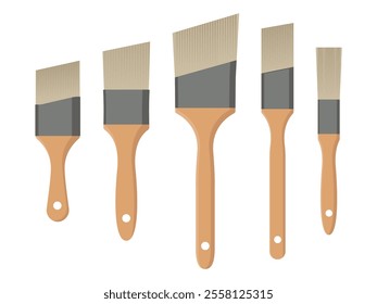 set paintbrush tool flat design vector isolated white background