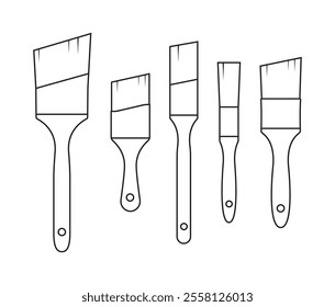 set paintbrush tool outlines design vector