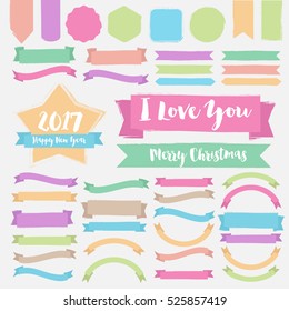 Set of painted brush style label .Illustrator eps10
