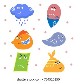 A set of painted characters. Well suited for the design of posts and small articles.