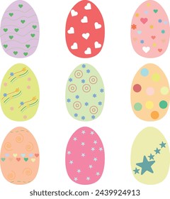 Set of painted Easter eggs on isolated background, Happy Easter. Set