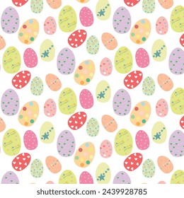 Set of painted Easter eggs on isolated background, Happy Easter. Pattern