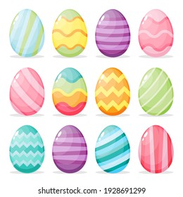 Set of painted easter eggs vector illustration.