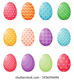 Set of painted easter eggs vector illustration.