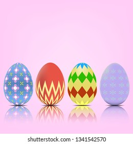 Set of painted eggs for easter eggs festival