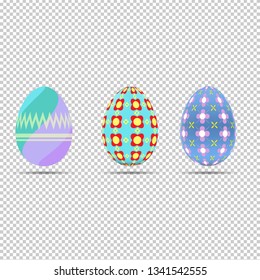 Set of painted eggs on transparency for easter eggs festival
