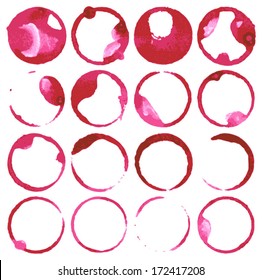 Set of painted red circles. 