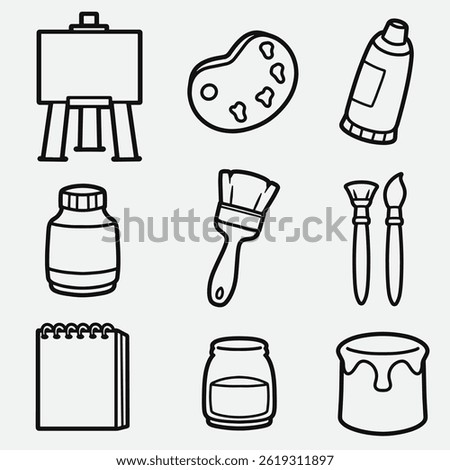 set of painter with outline style good for icon, symbol, element design, coloring book, coloring page, etc
