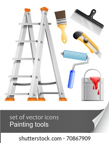 set painter tools vector illustration isolated on white background