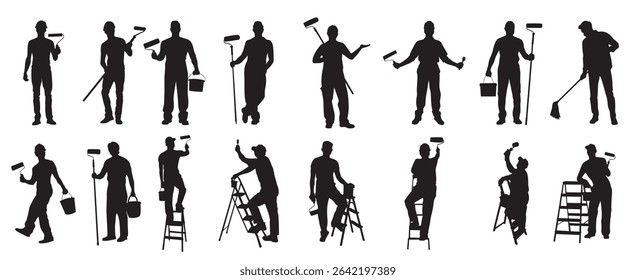 Set of painter workers vector illustration