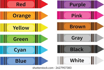 Ein Satz von Malfarben mit Namensvektor-Clipart 