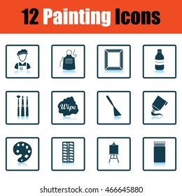 Set of painting icons. Shadow reflection design. Vector illustration.