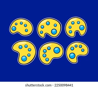 Set of painting palette cartoon vector illustration	
