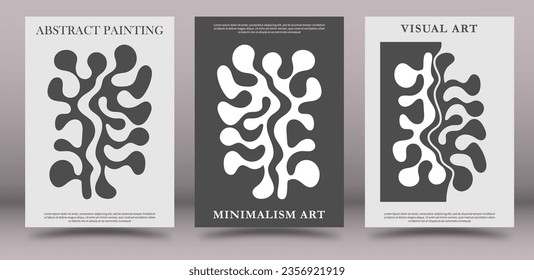 A set of paintings of abstract fine art. A minimalist design layout for interior creativity, banners, posters and creative ideas. Artistic illustration of wall paintings and prints