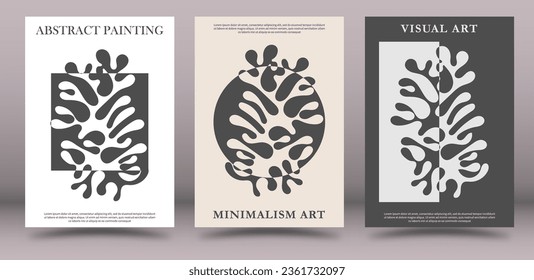 A set of paintings of abstract fine art. A minimalist design layout for interior creativity, banners, posters and creative ideas. Artistic illustration of wall paintings and prints
