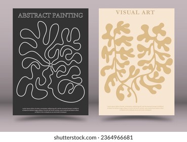 A set of paintings of abstract fine art. A minimalist design layout for interior creativity, banners, posters and creative ideas. Artistic illustration of wall paintings and prints