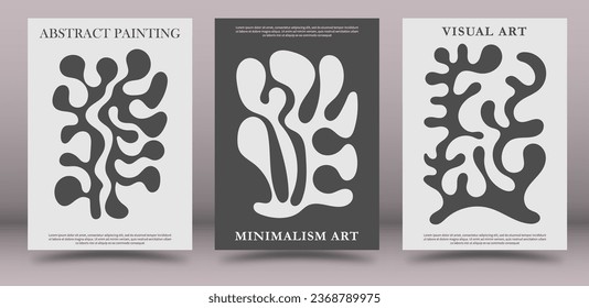 A set of paintings of abstract fine art. A minimalist design layout for interior creativity, banners, posters and creative ideas. Artistic illustration of wall paintings and prints