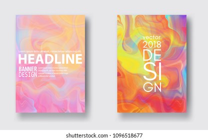 Set paintings with marbling. Color ink in water. Marble texture. Paint splash. Colorful fluid. For your poster, brochure, invitation, cover book, catalog. Abstract vector illustration