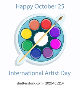 Set of paints, Art brush - vector illustration. International Artist's Day. Creative art.