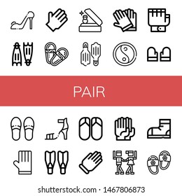 Set Of Pair Icons Such As High Heels, Flippers, Rubber Gloves, Sandals, Wedding Ring, Gloves, Yin Yang, Slippers, High Heel, Flips Flops, Glove, Waltz, Snow Boots , Pair