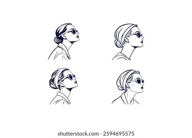set pair of sunglasses with a chic silhouette vector art illustration