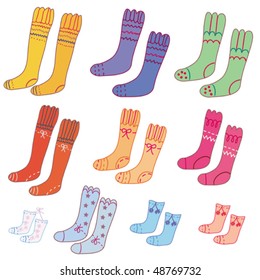 Set of pairs of funny colorful socks