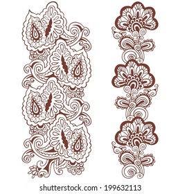 Set of paisley design elements ( henna, tattoo, mehandi)