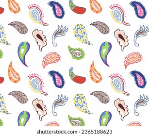set of paisley pattern abstract design