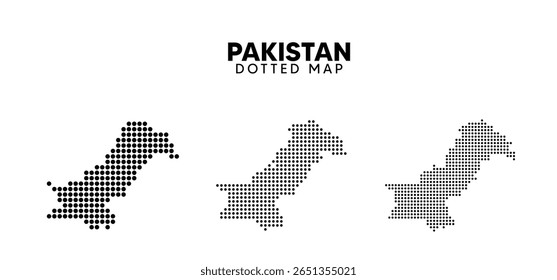 Conjunto de Vector de mapa punteado de Pakistán en blanco aislado