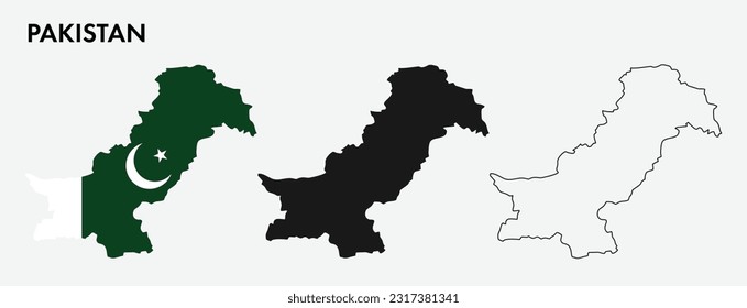 Set Pakistan Map Isolated On 260nw 2317381341 