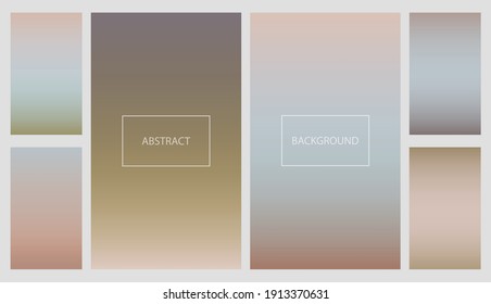 Set of pale colors gradients for smartphone screen backgrounds. Collection of neutral earth color soft vibrant wallpaper for mobile apps, ui design