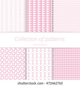 Set pale endless backgrounds. Monochromatic pastel texture. Simple graphic swatch. Vector illustration.
